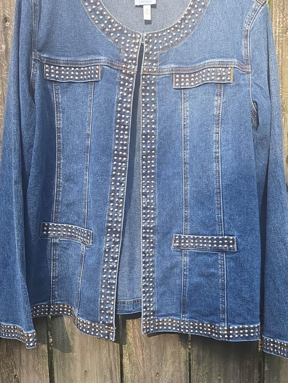 Embellished Denim Jacket Sz. XL - Picture 3 of 8